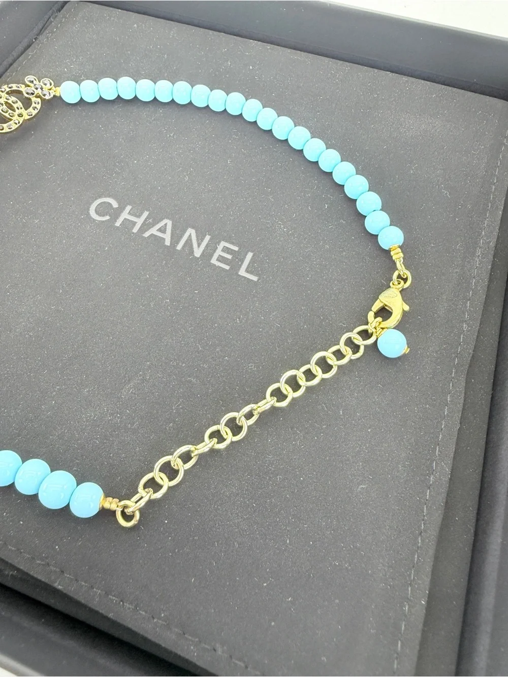 Chanel Choker Coco Mark/Flower C23A Choker Tiffany Blue